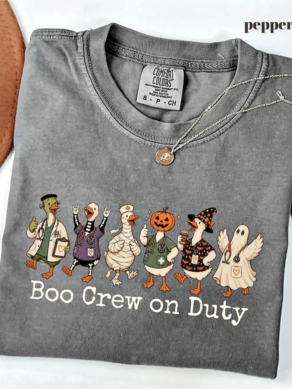 Comfort Colors Pepper Boo Crew on Duty Graphic Tee